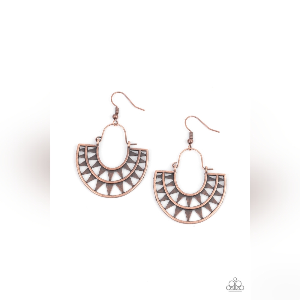 Solar Surge Copper Earrings - Picture 2 of 2
